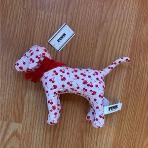 PINK Victoria's Secret Cherry-Print Plush Dog Toy - Red & White